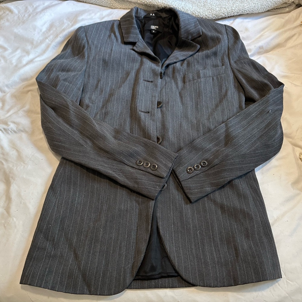 Philippe Adec Gray Pinstripe Suit Set